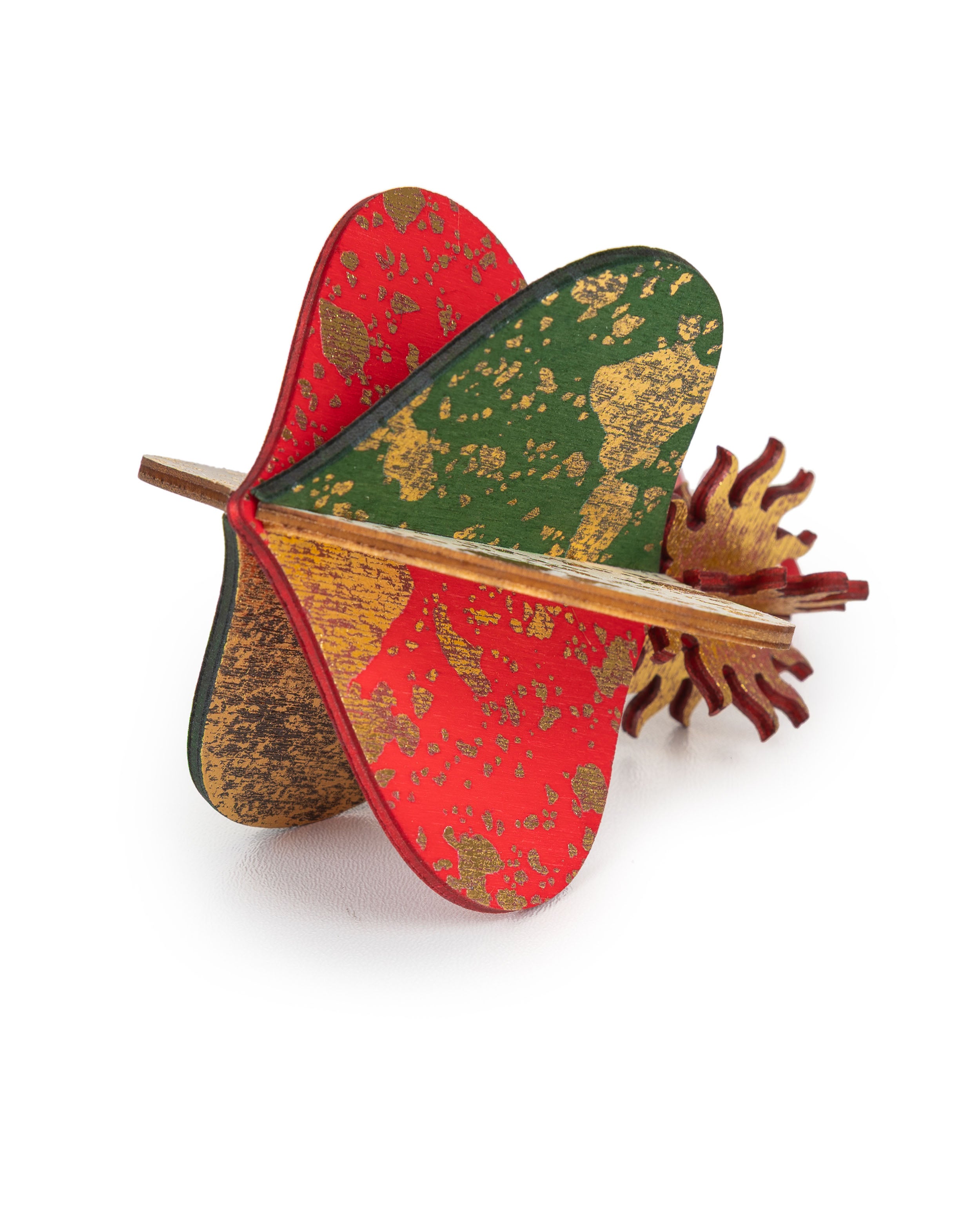 Wooden Bauble | Meringue in Red/Green