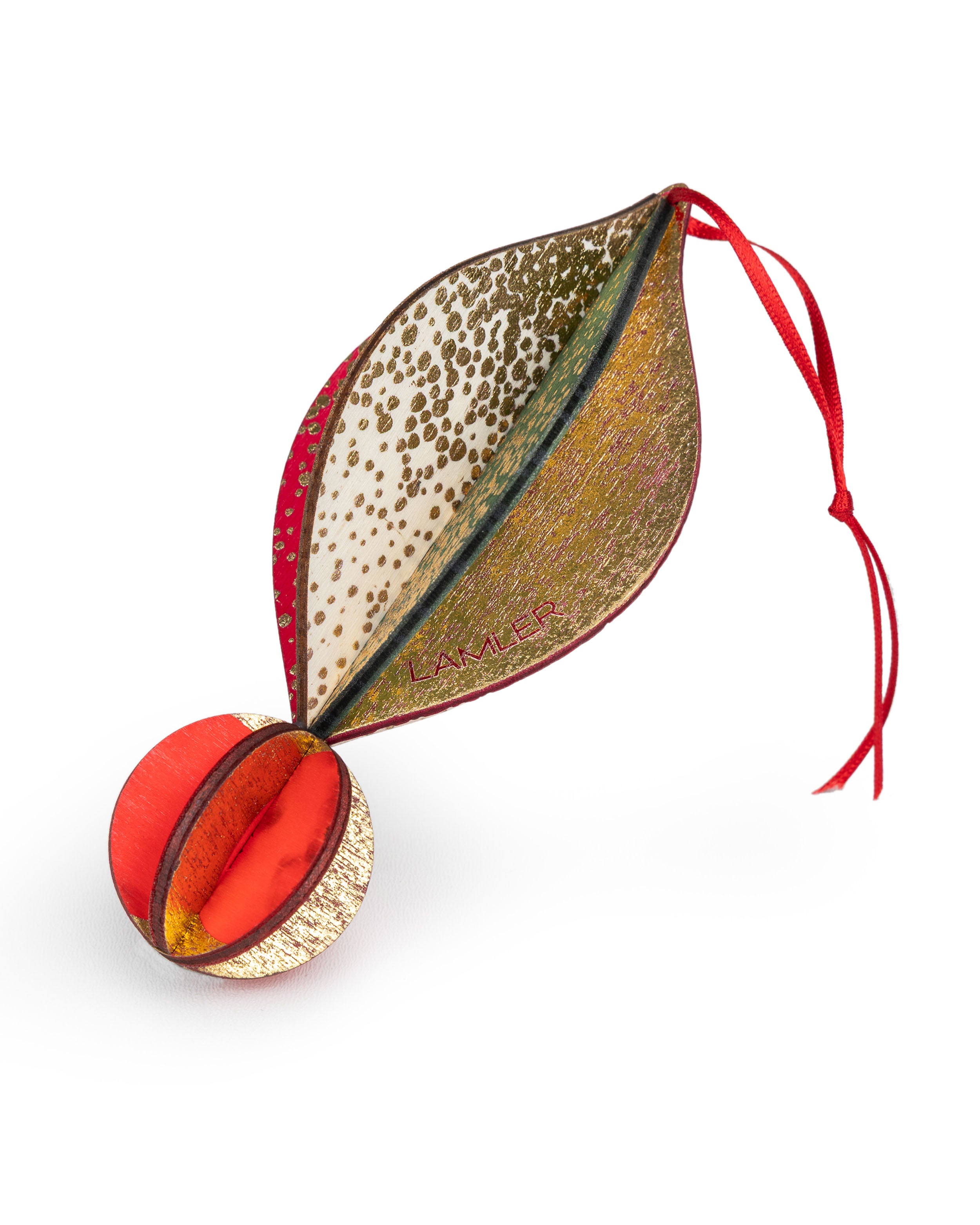 Wooden Bauble | Petal in Red/Forest Green