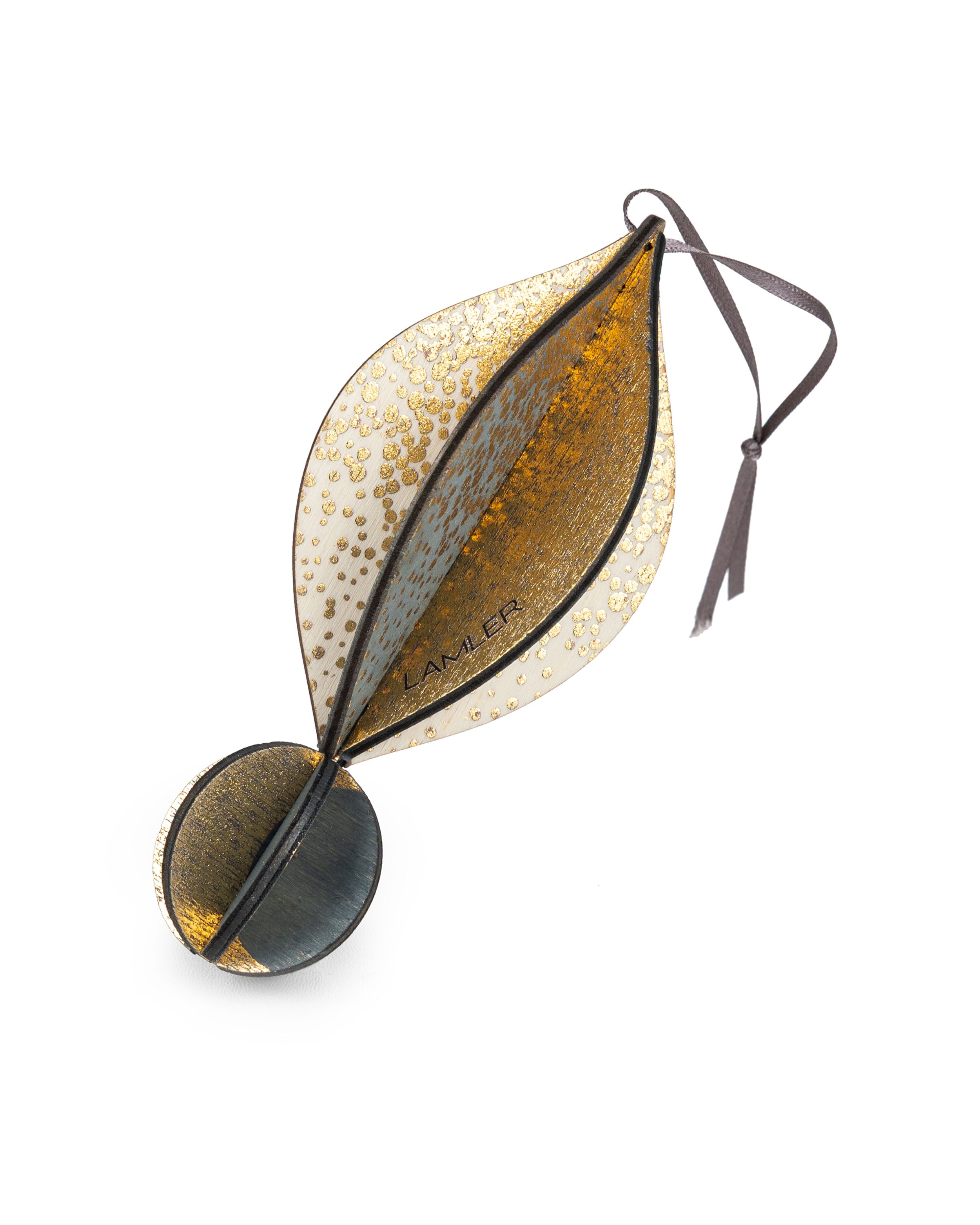 Wooden Bauble | Petal in Charcoal/Ivory