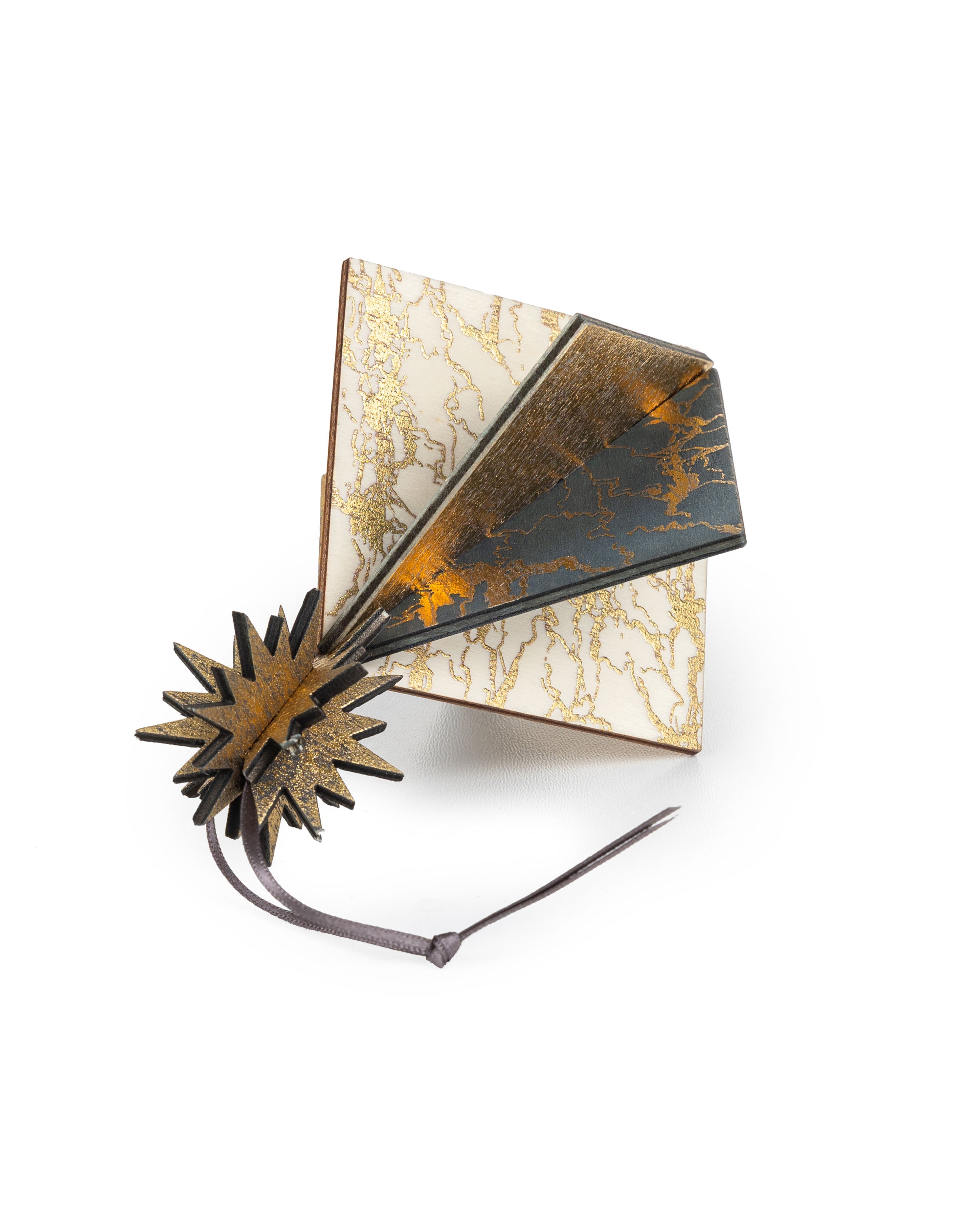 Wooden Bauble | Diamond Tile in Charcoal/Ivory