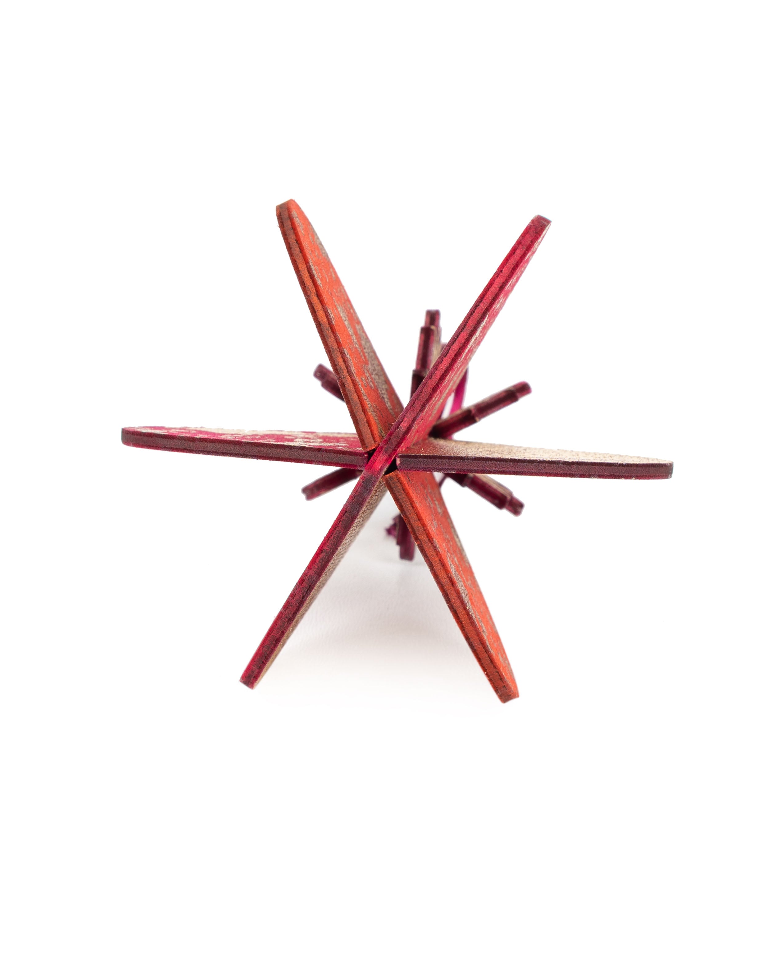 Wooden Bauble | Meringue in Hot Pink/Deep Orange