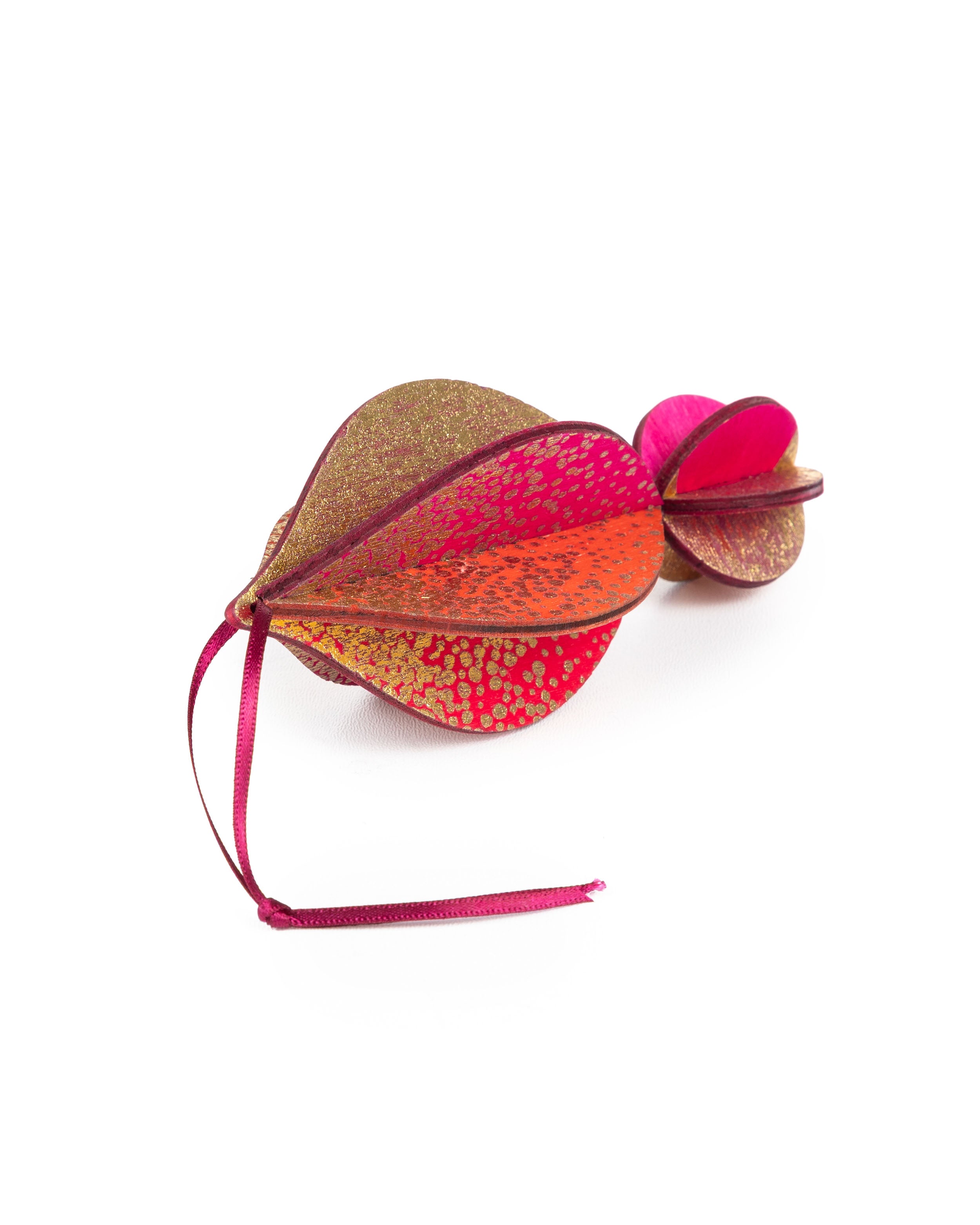 Wooden Bauble | Petal in Hot Pink/Tangerine