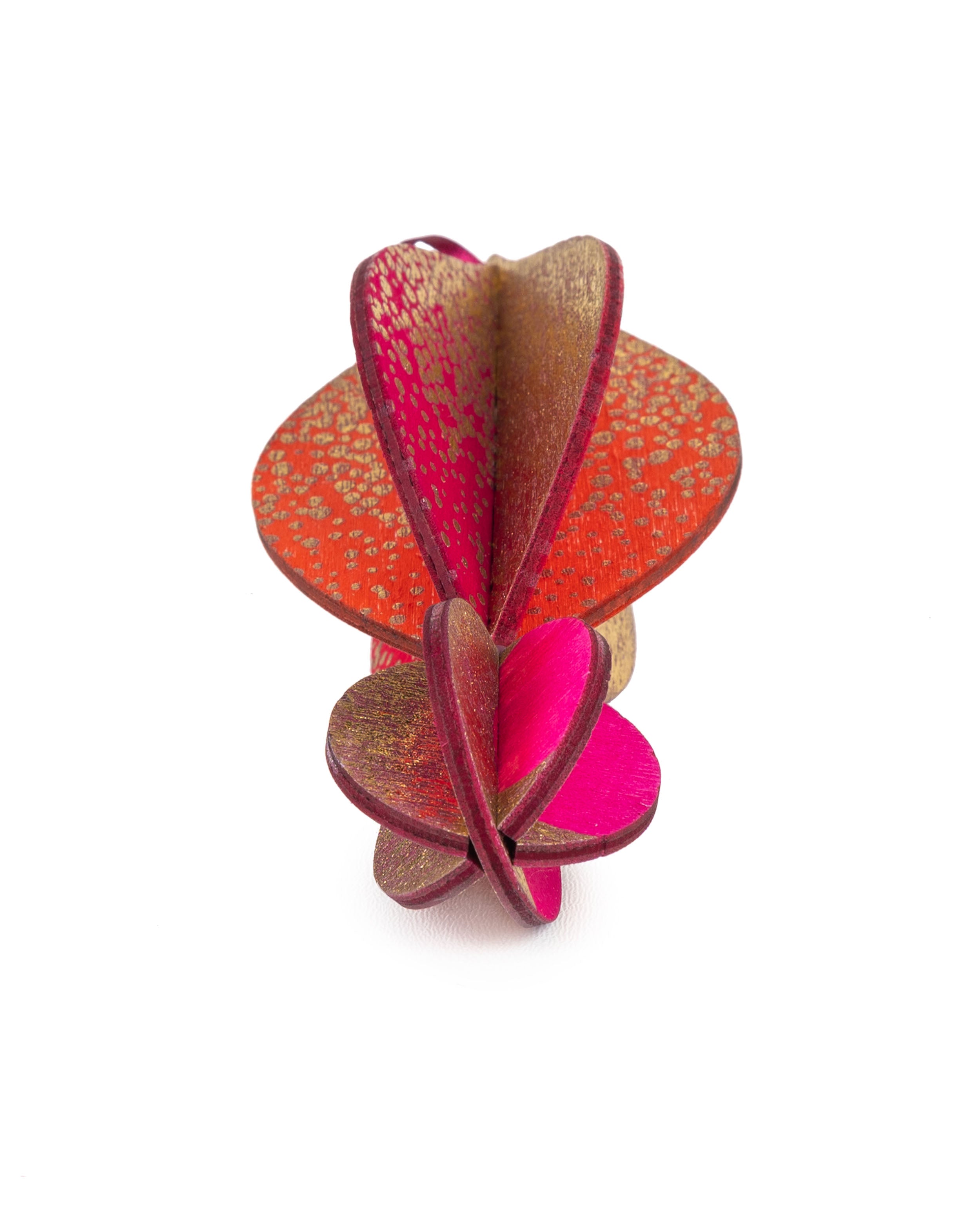 Wooden Bauble | Petal in Hot Pink/Tangerine
