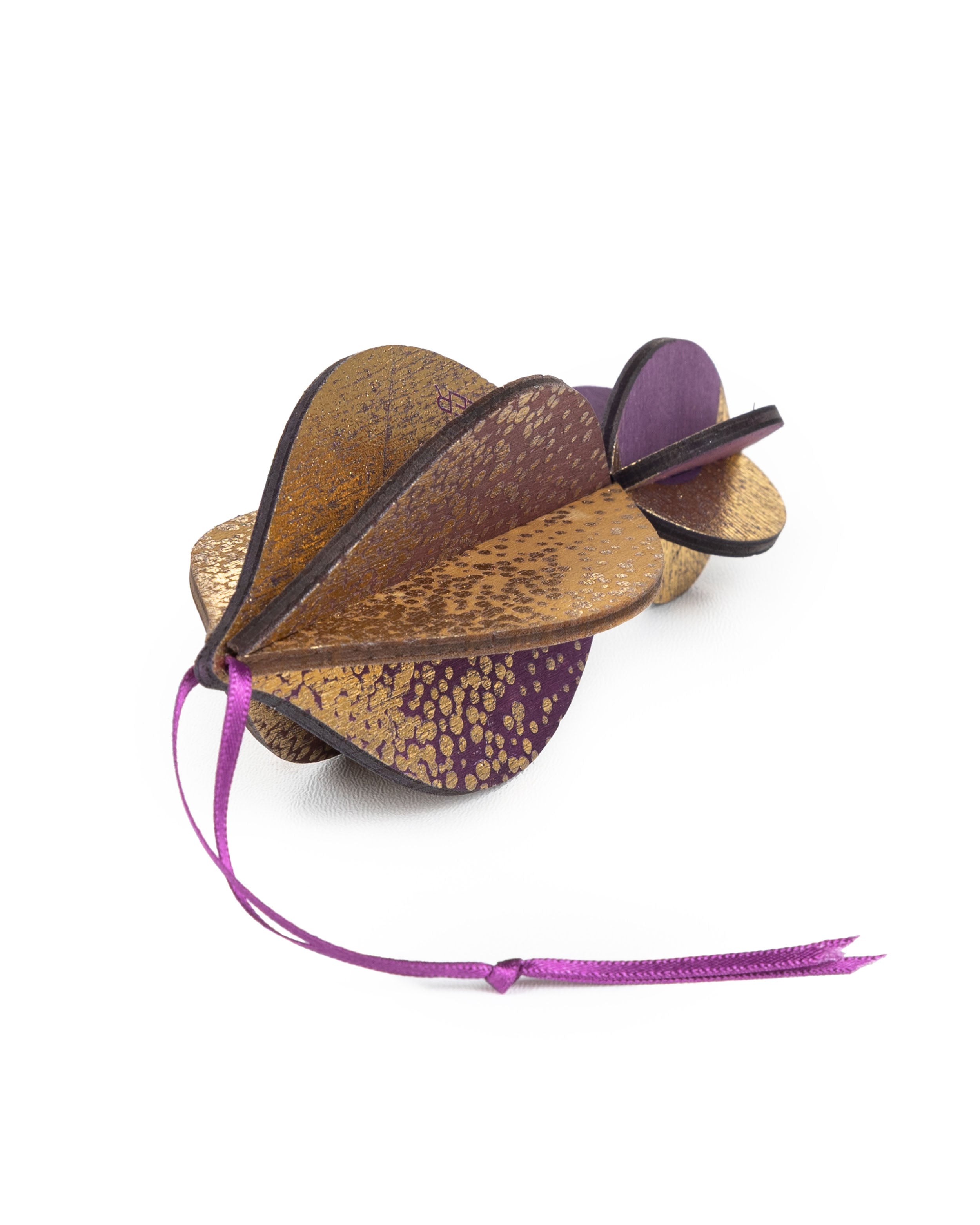 Wooden Bauble | Petal in Purple/Gold