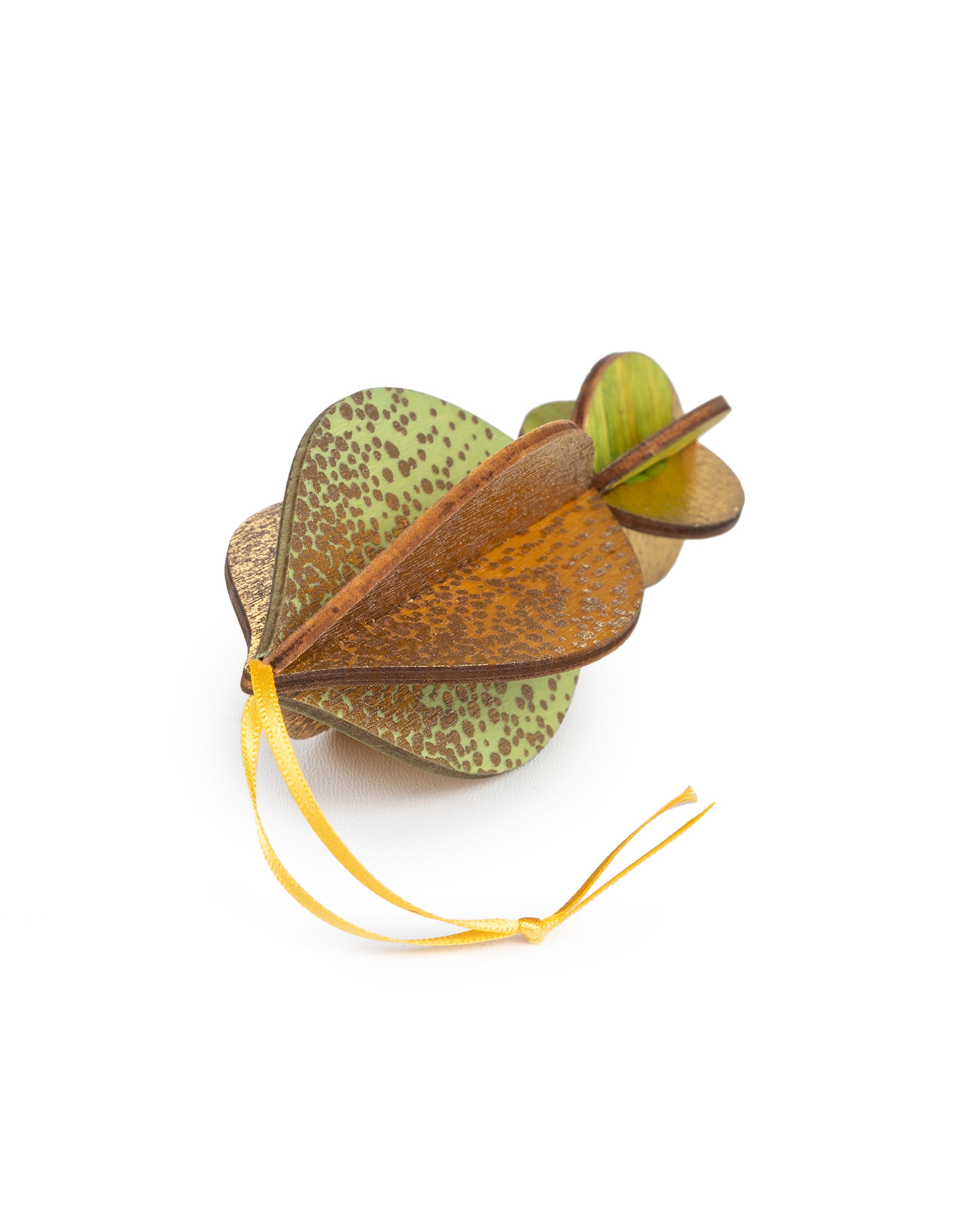 Wooden Bauble | Petal in Soft Yellow/Green