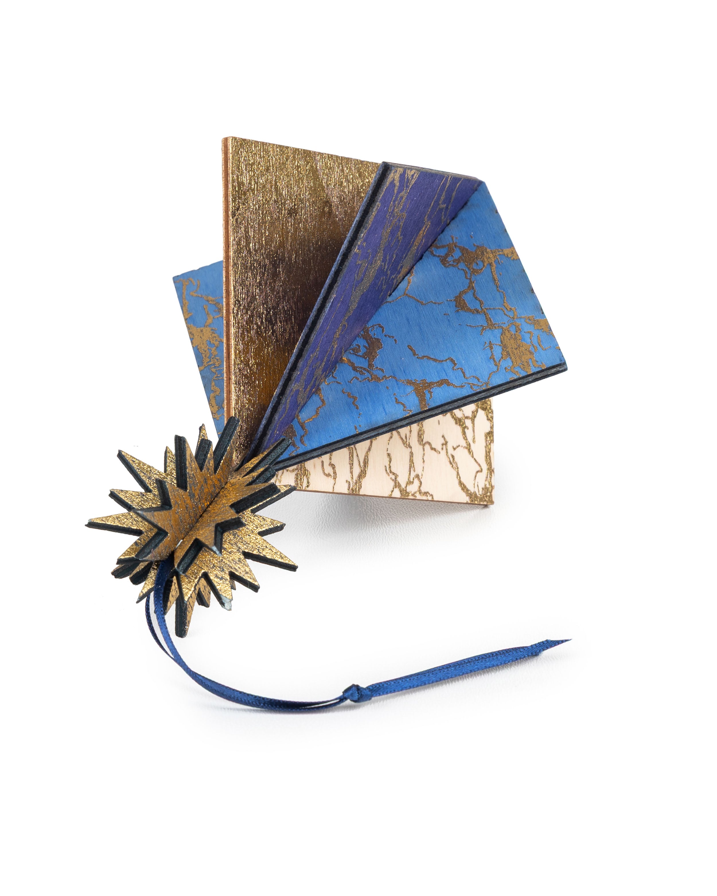 Wooden Bauble | Diamond Tile in Blue