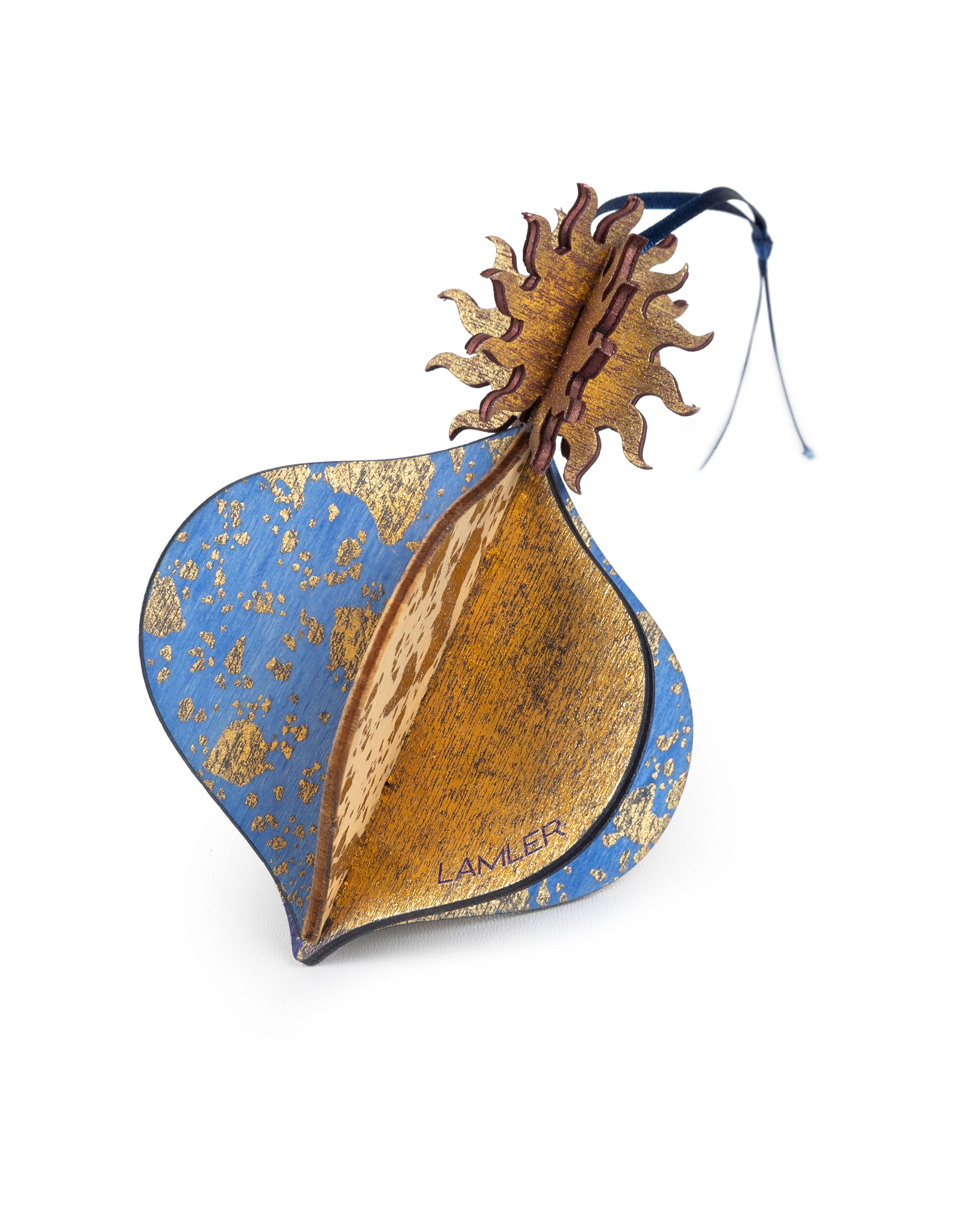 Wooden Bauble | Meringue in Midnight Blue