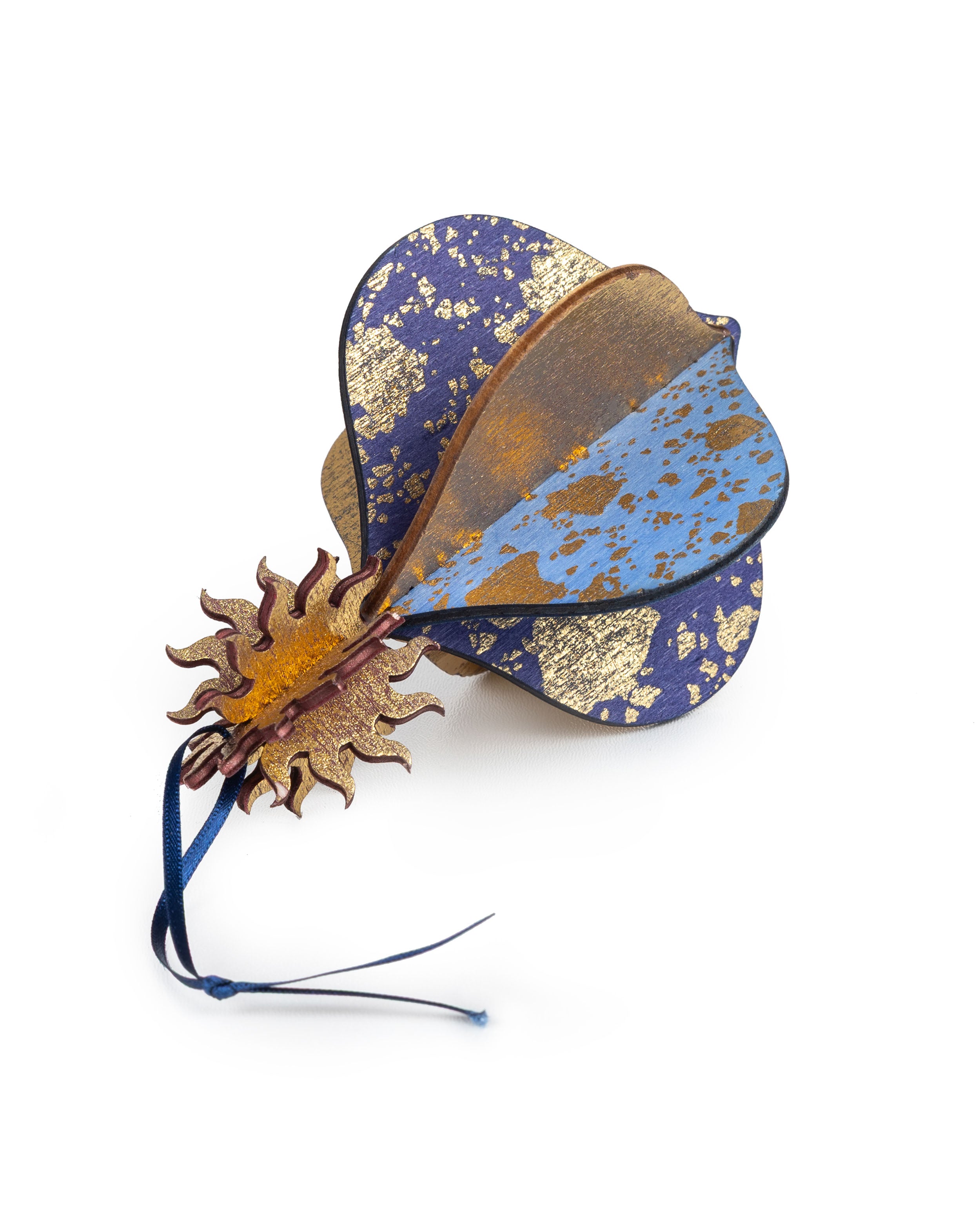 Wooden Bauble | Meringue in Midnight Blue