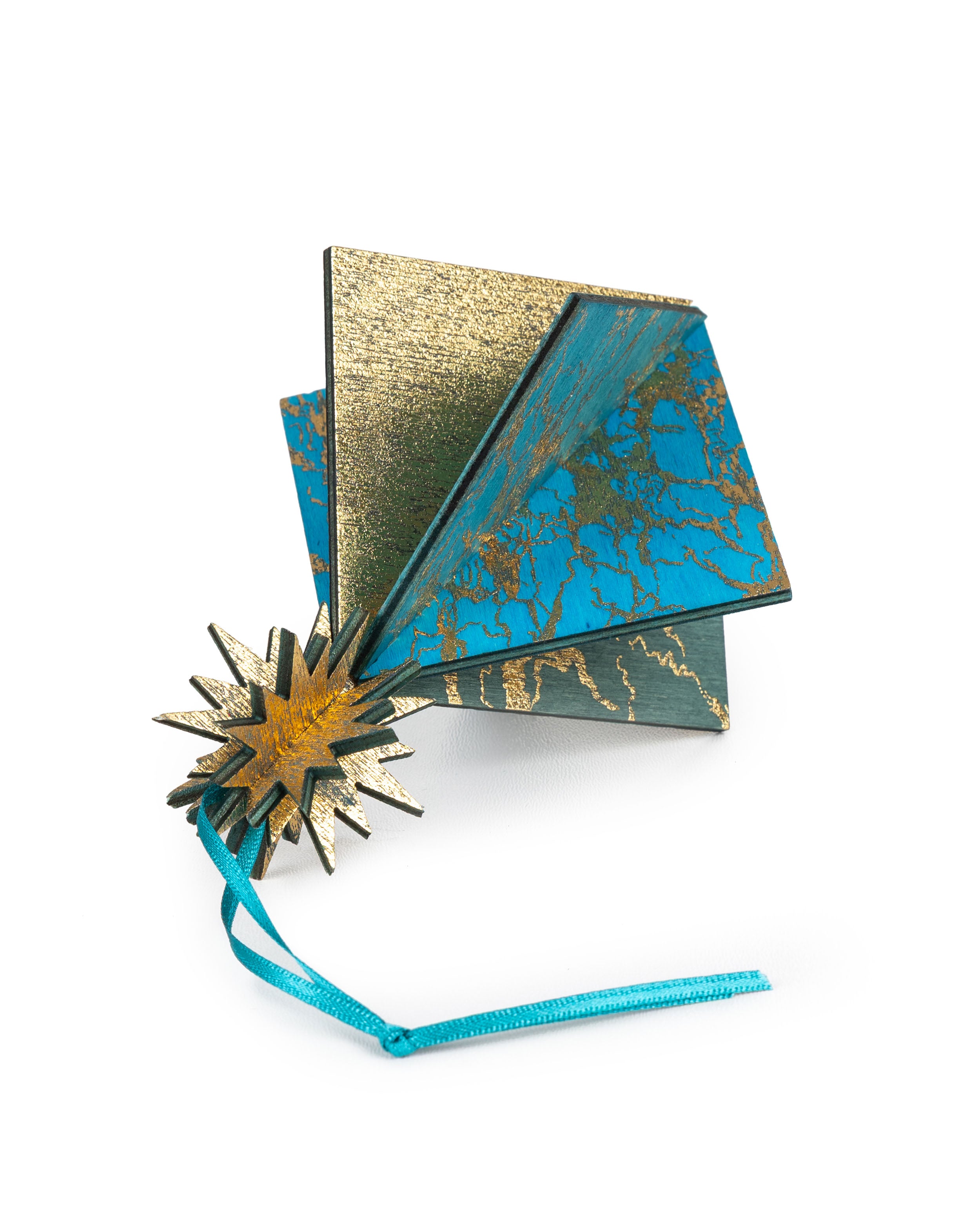 Wooden Bauble | Diamond Tile in Turquoise