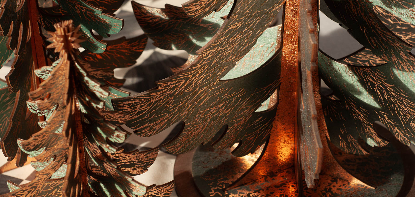 Lamler Wooden Christmas Trees, Made In Devon