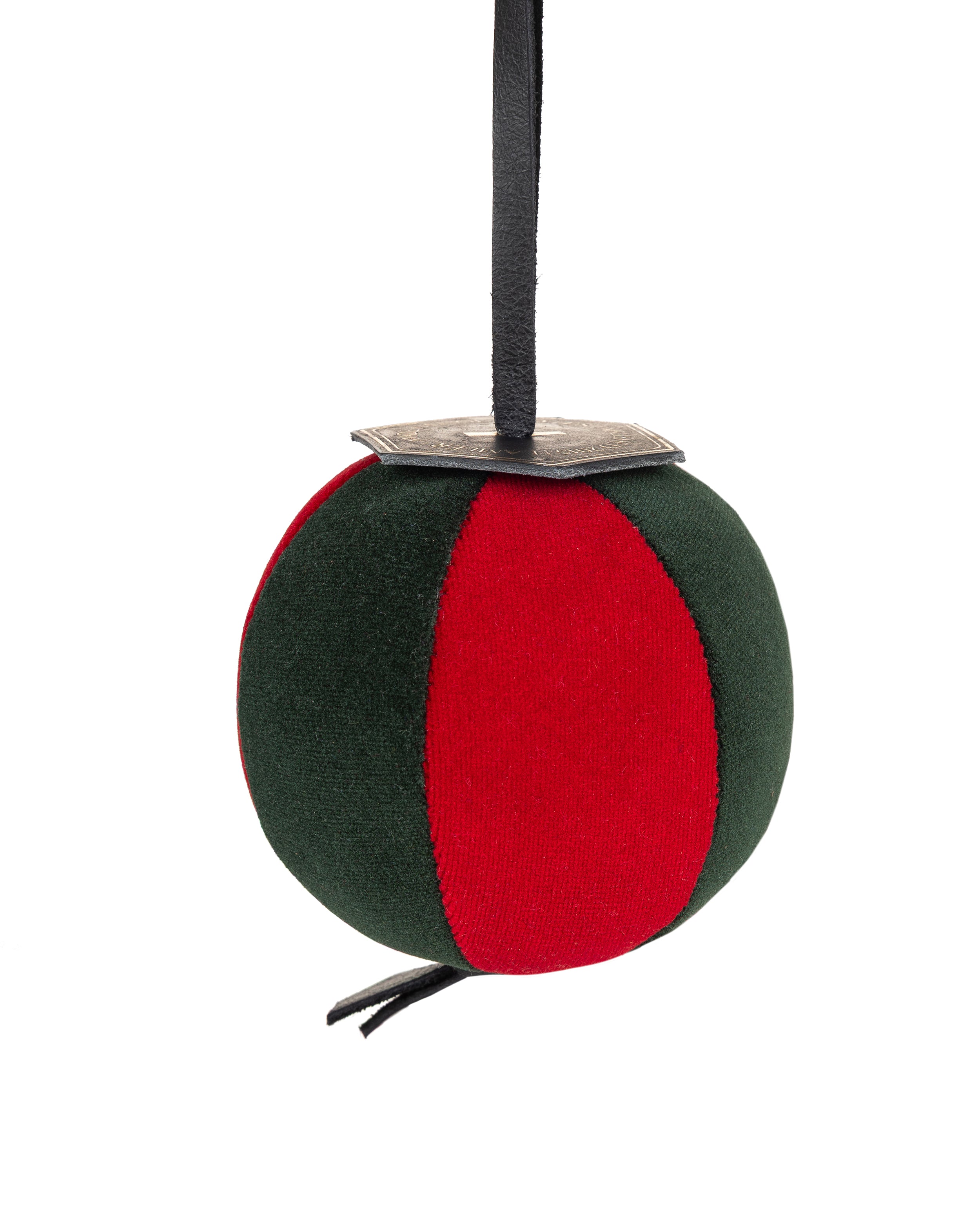 Velvet Segment Bauble | Forest Green/Hot Red