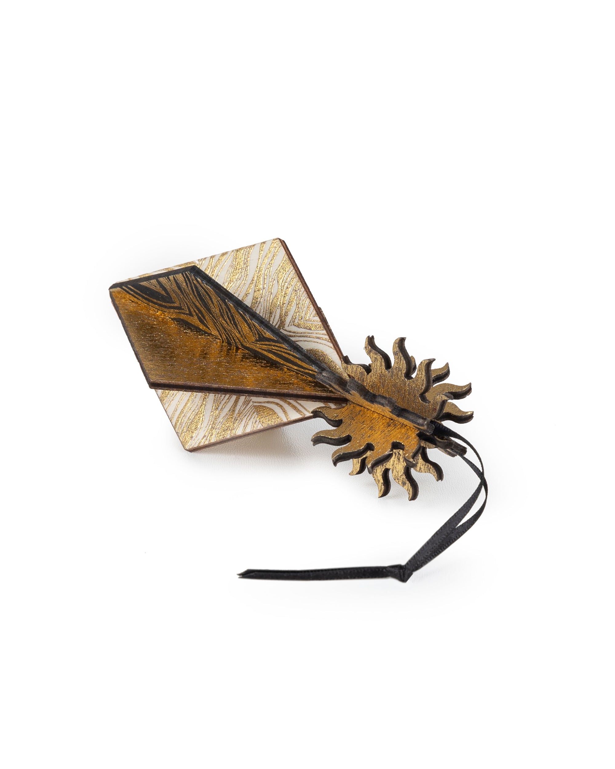 Wooden Bauble | Seed Head in Black/Ochre