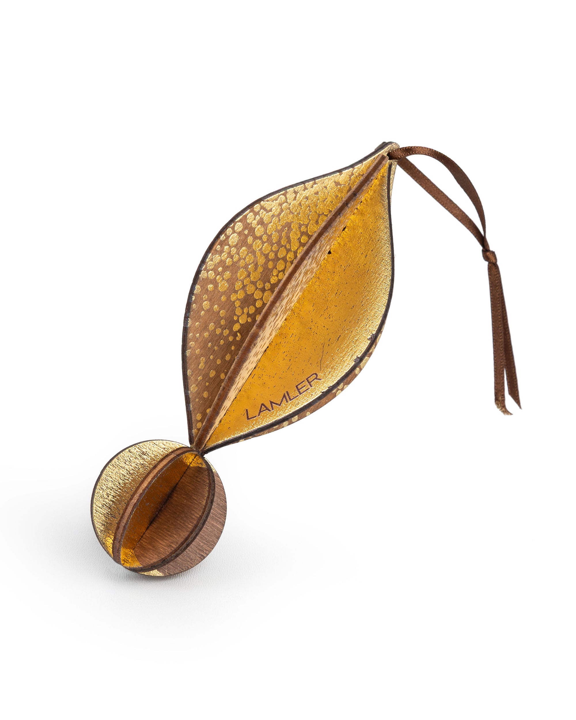 Wooden Bauble | Petal in Coffee/Bone