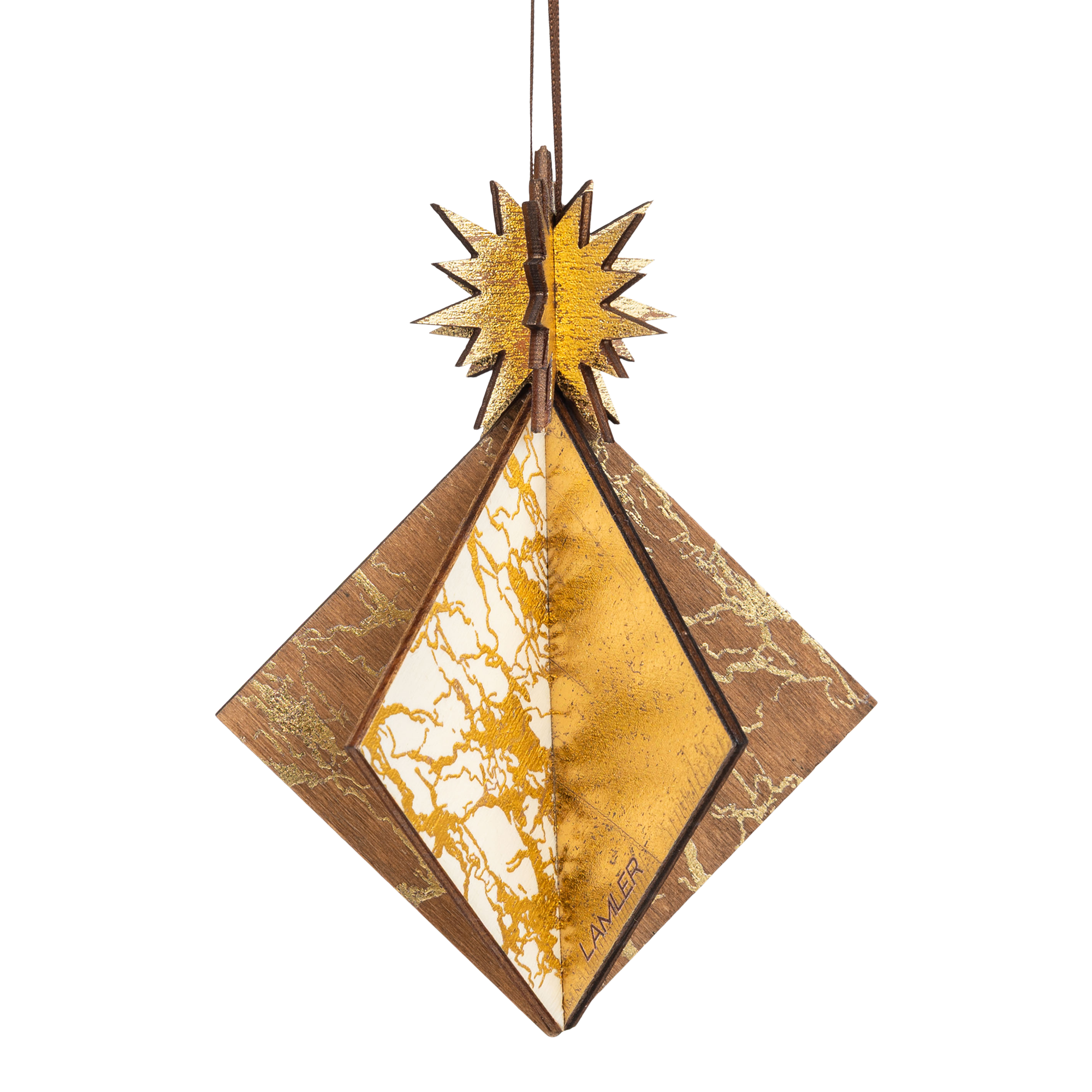 Wooden Bauble | Diamond Tile in Coffee/Bone