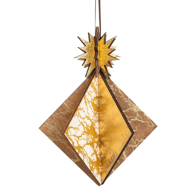 Wooden Bauble | Diamond Tile in Coffee/Bone