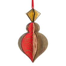 Wooden Bauble | PontyPine in Red/Soft Green