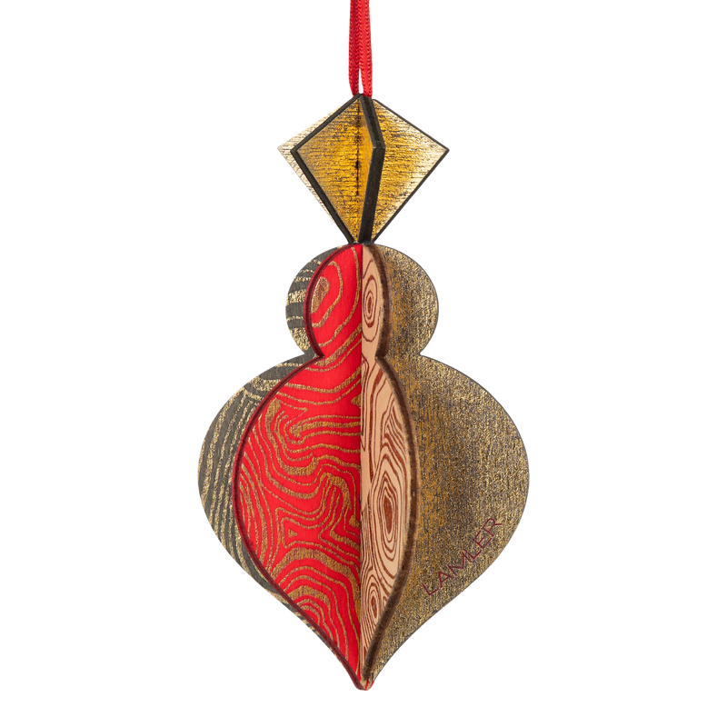 Wooden Bauble | PontyPine in Red/Soft Green