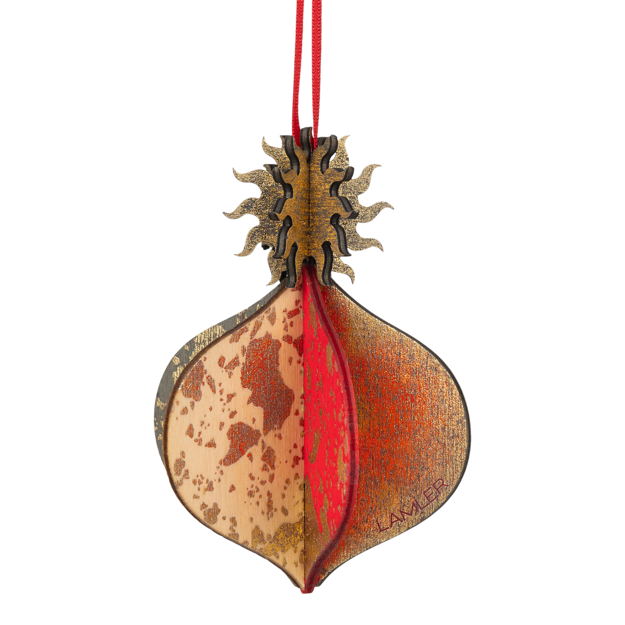 Wooden Bauble | Meringue in Red Wine/Soft Green