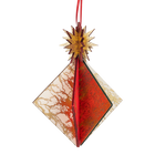 Wooden Bauble | Diamond Tile in Red wine/Soft Green