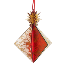 Wooden Bauble | Diamond Tile in Red wine/Soft Green