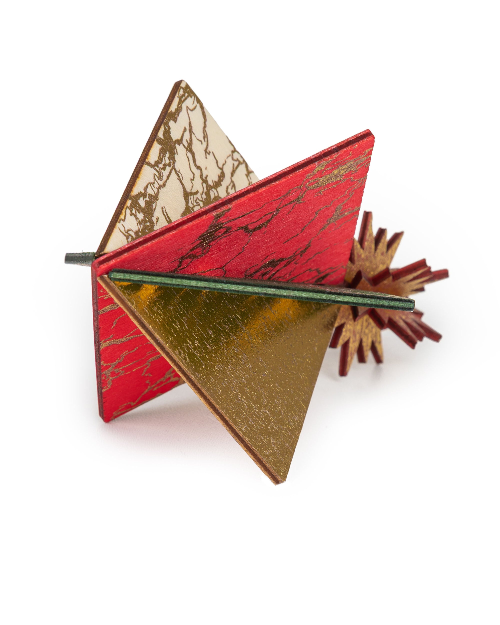 Wooden Bauble | Diamond Tile in Red /Green