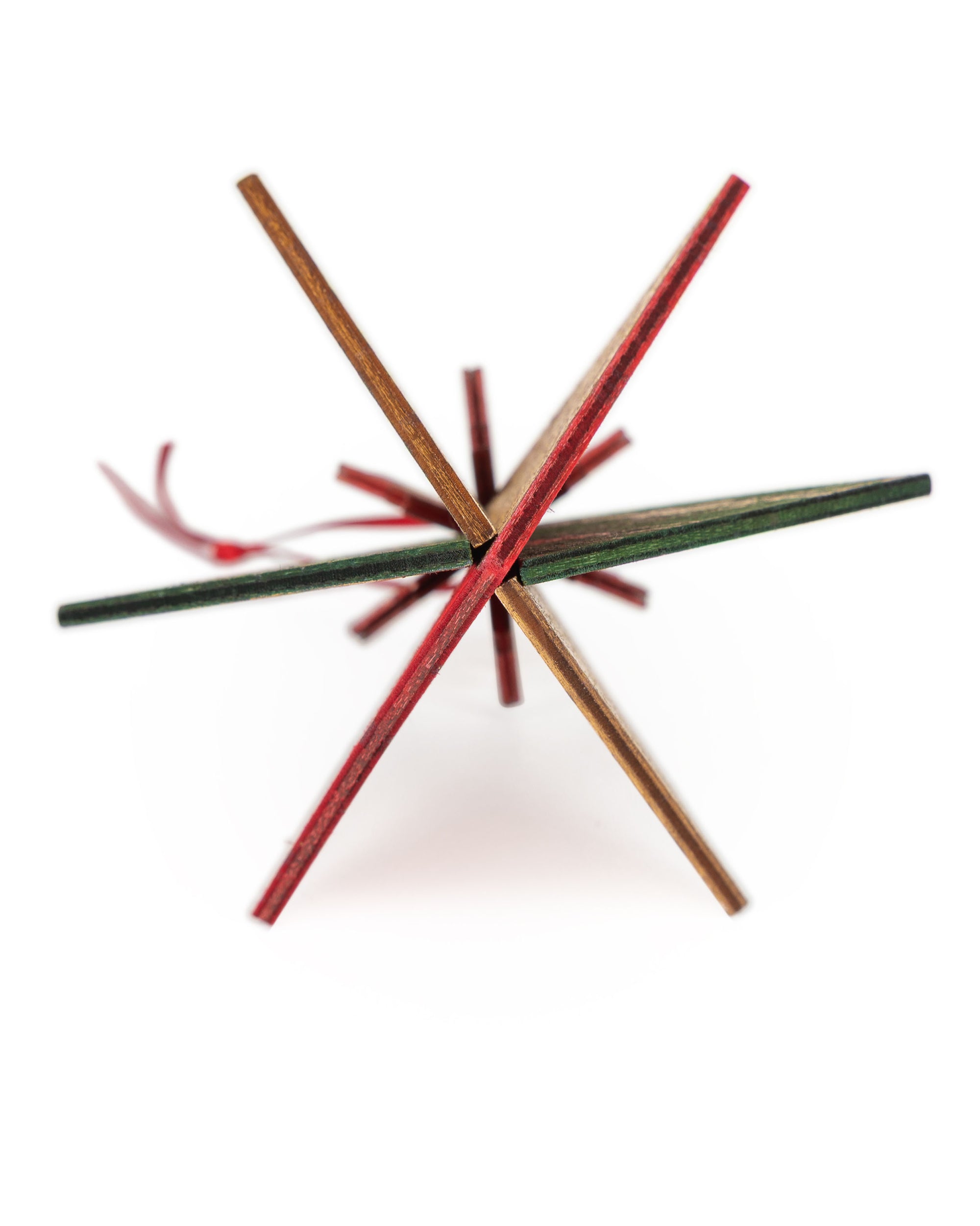 Wooden Bauble | Diamond Tile in Red /Green