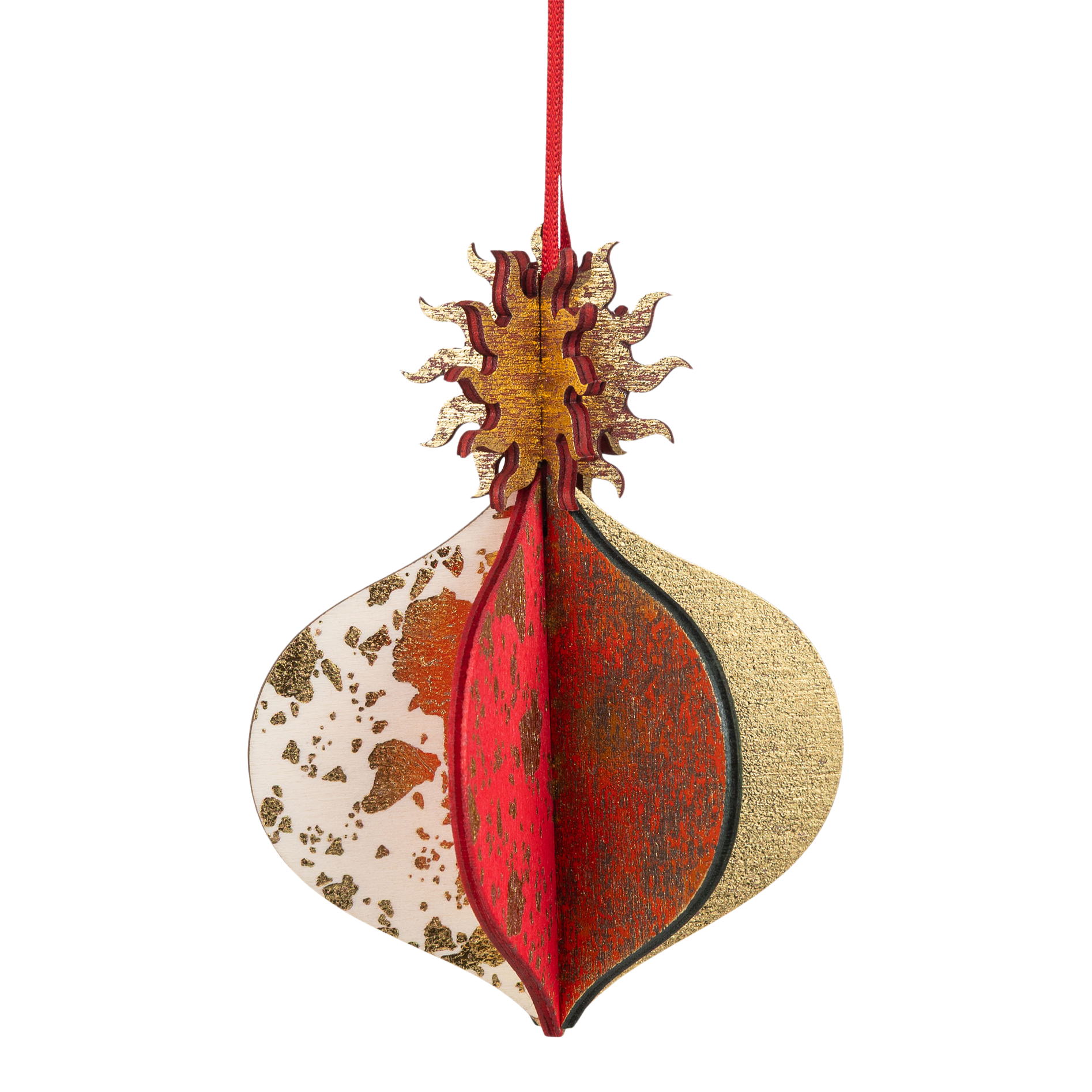 Wooden Bauble | Meringue in Red/Green