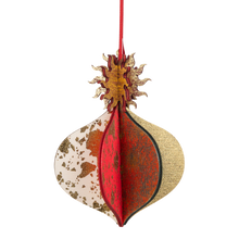 Wooden Bauble | Meringue in Red/Green