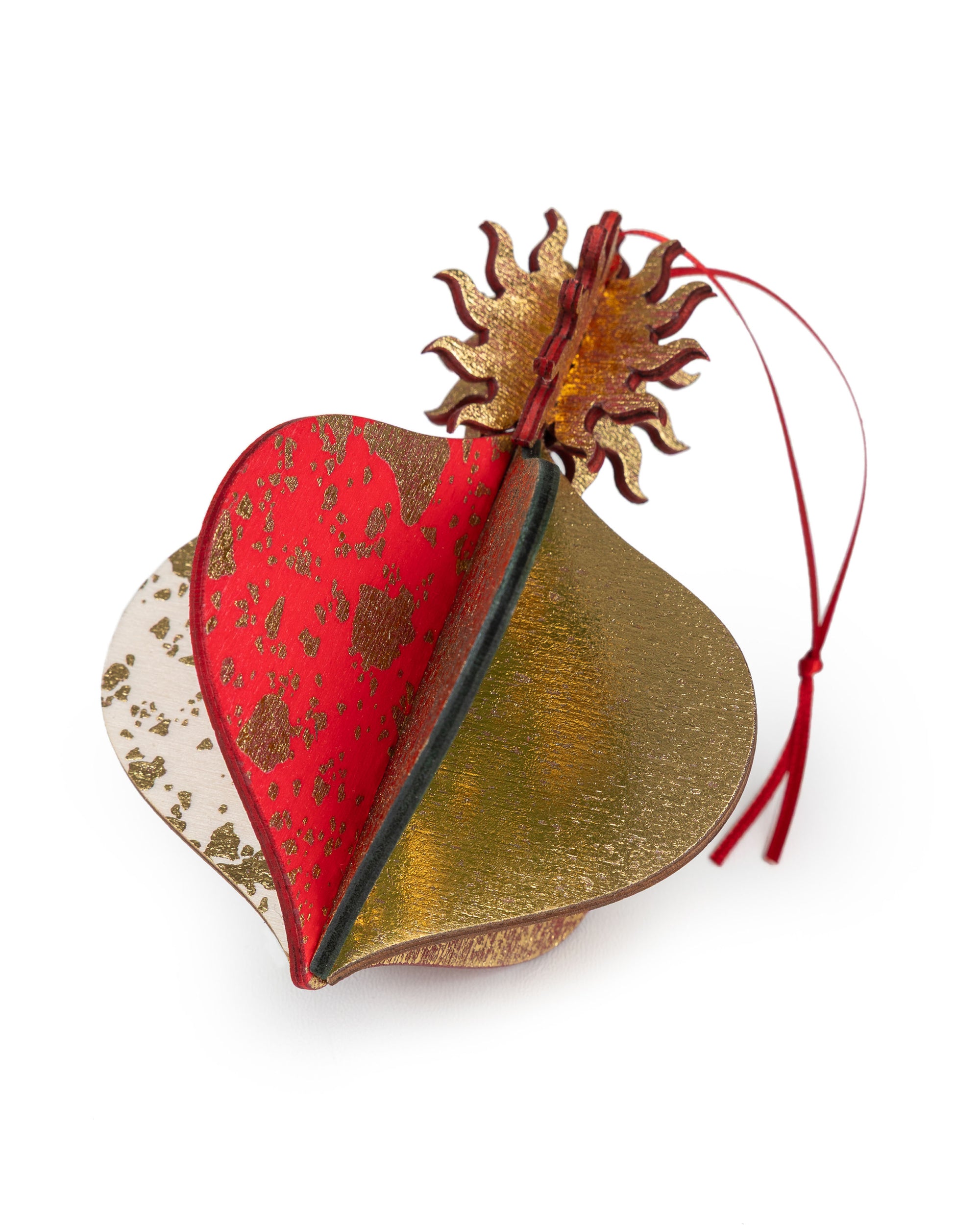 Wooden Bauble | Meringue in Red/Green