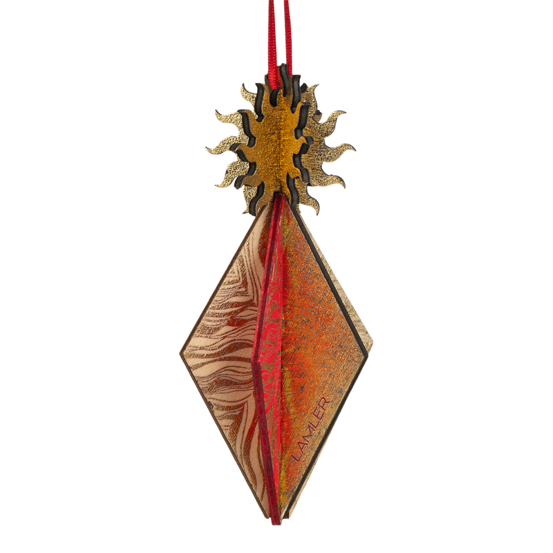 Wooden Bauble | Seed Head in Red/Soft Green