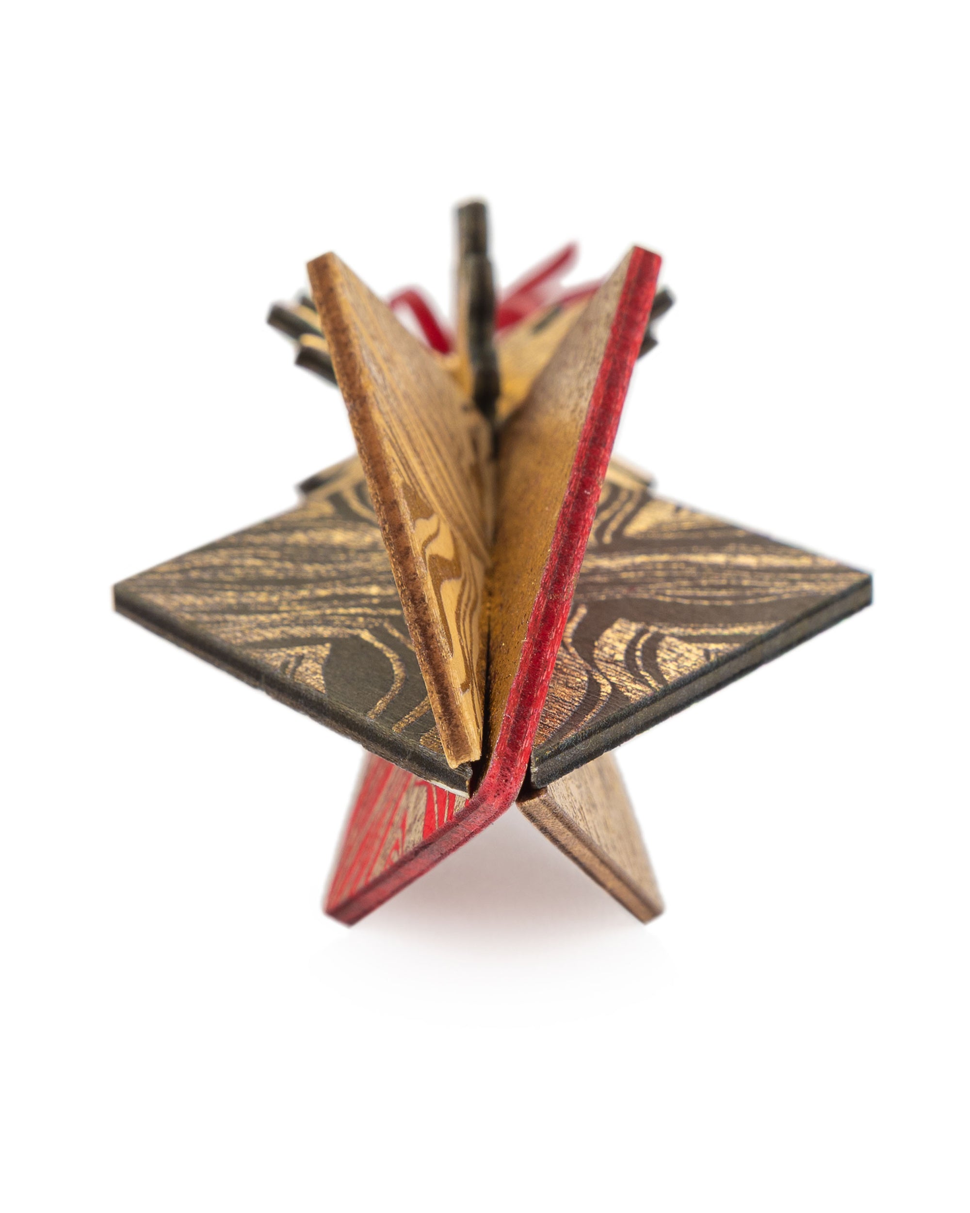 Wooden Bauble | Seed Head in Red/Soft Green