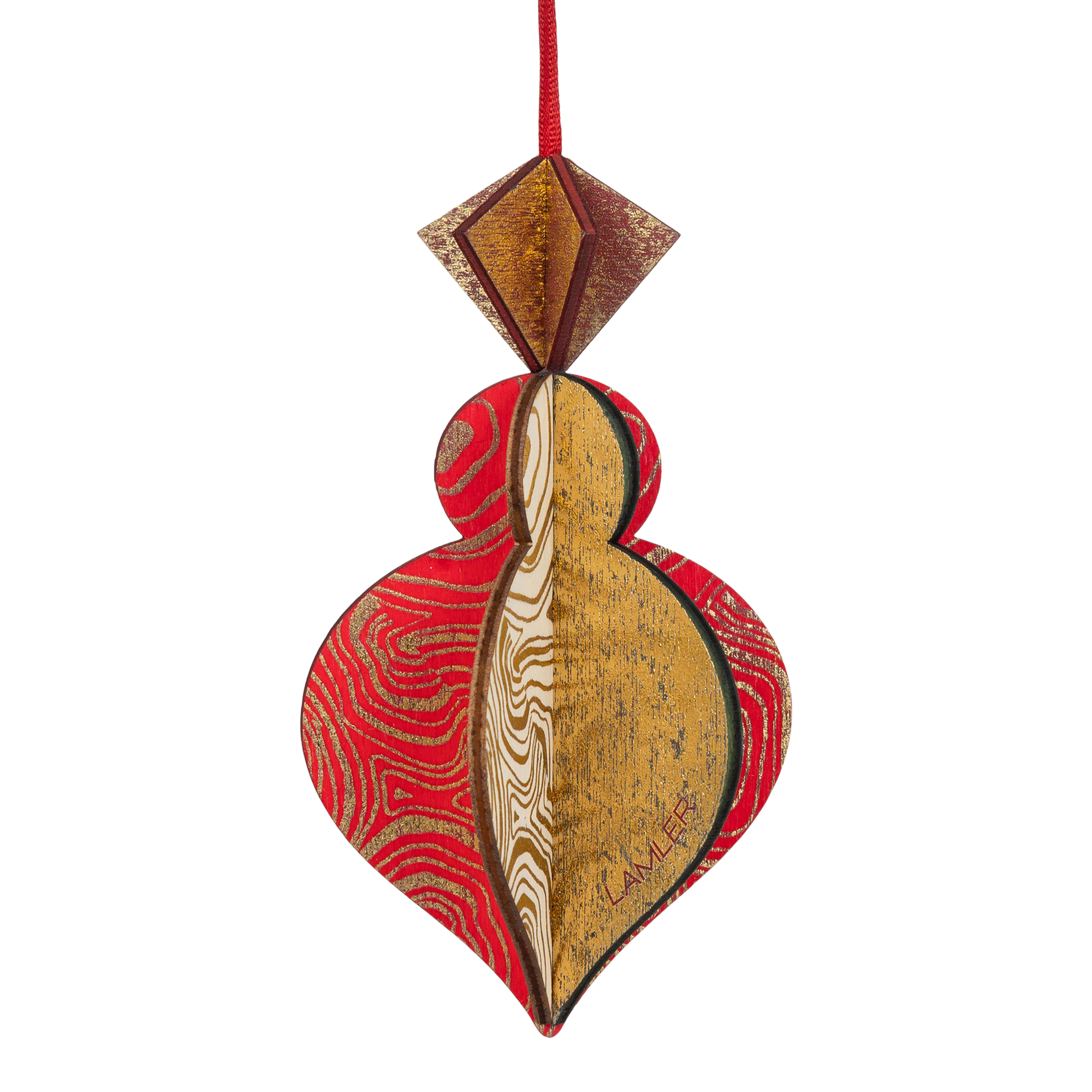 Wooden Bauble | PontyPine in Red/Green