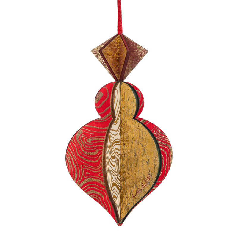 Wooden Bauble | PontyPine in Red/Green