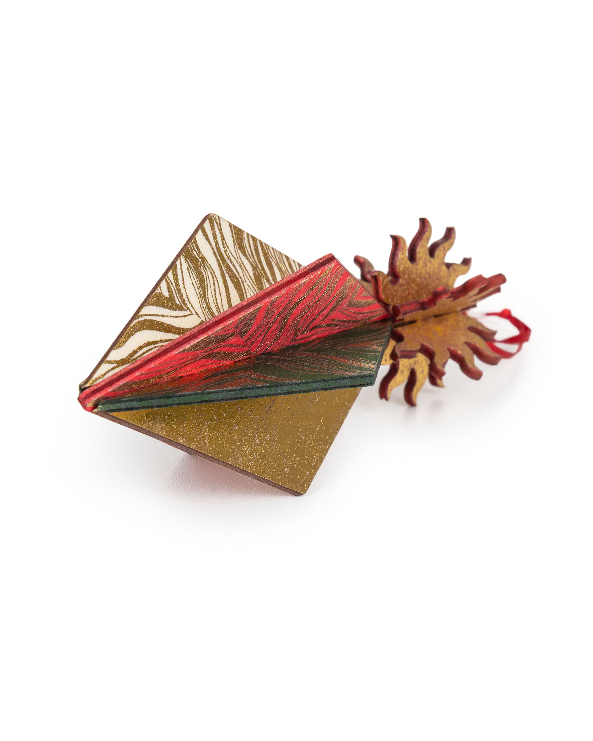 Wooden Bauble | Seed Head in Red/Green