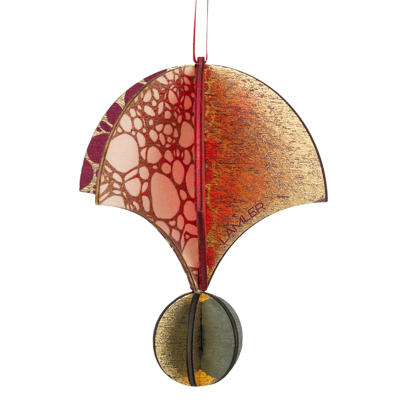 Wooden Bauble | Parachute in Burgundy/red