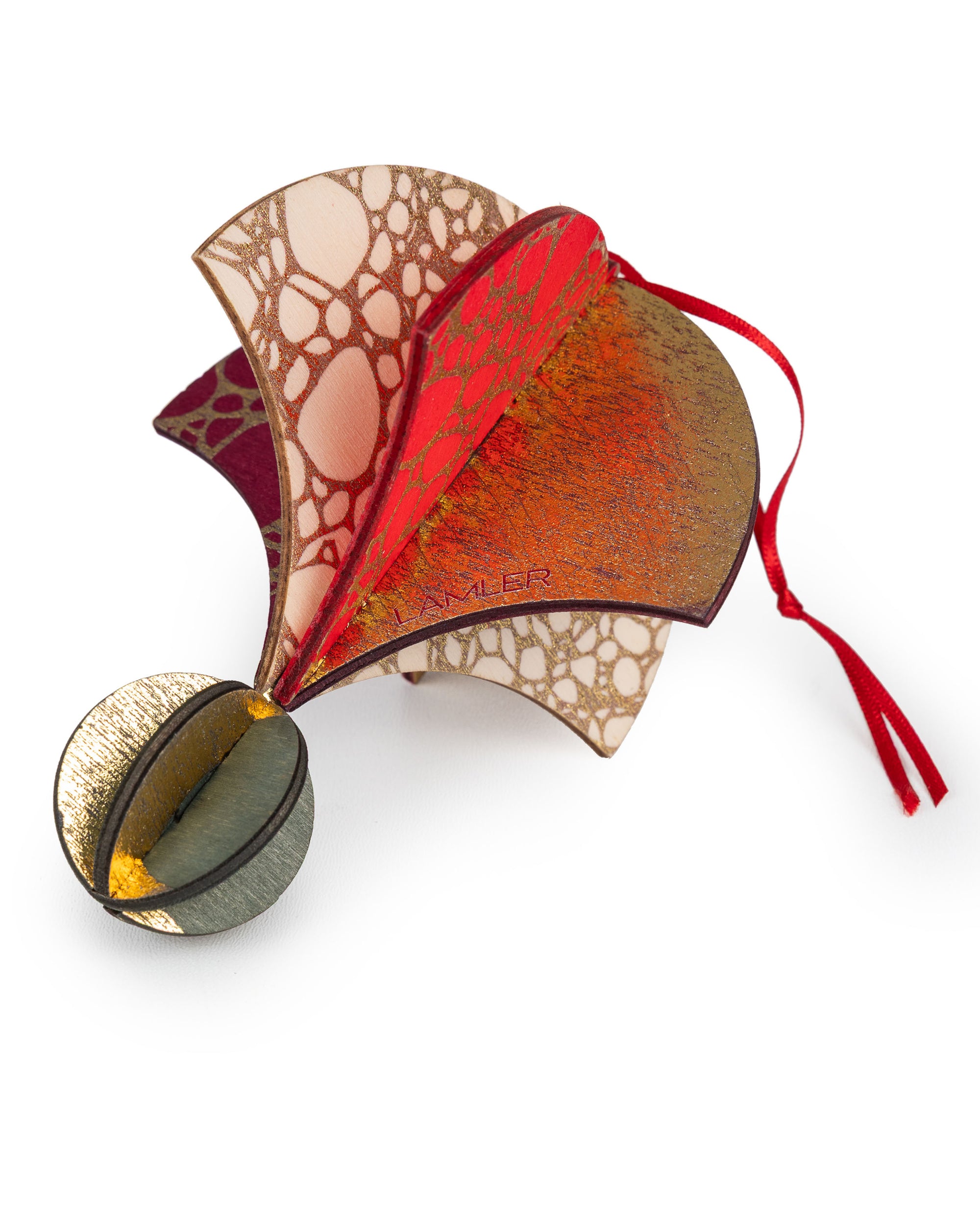 Wooden Bauble | Parachute in Burgundy/red