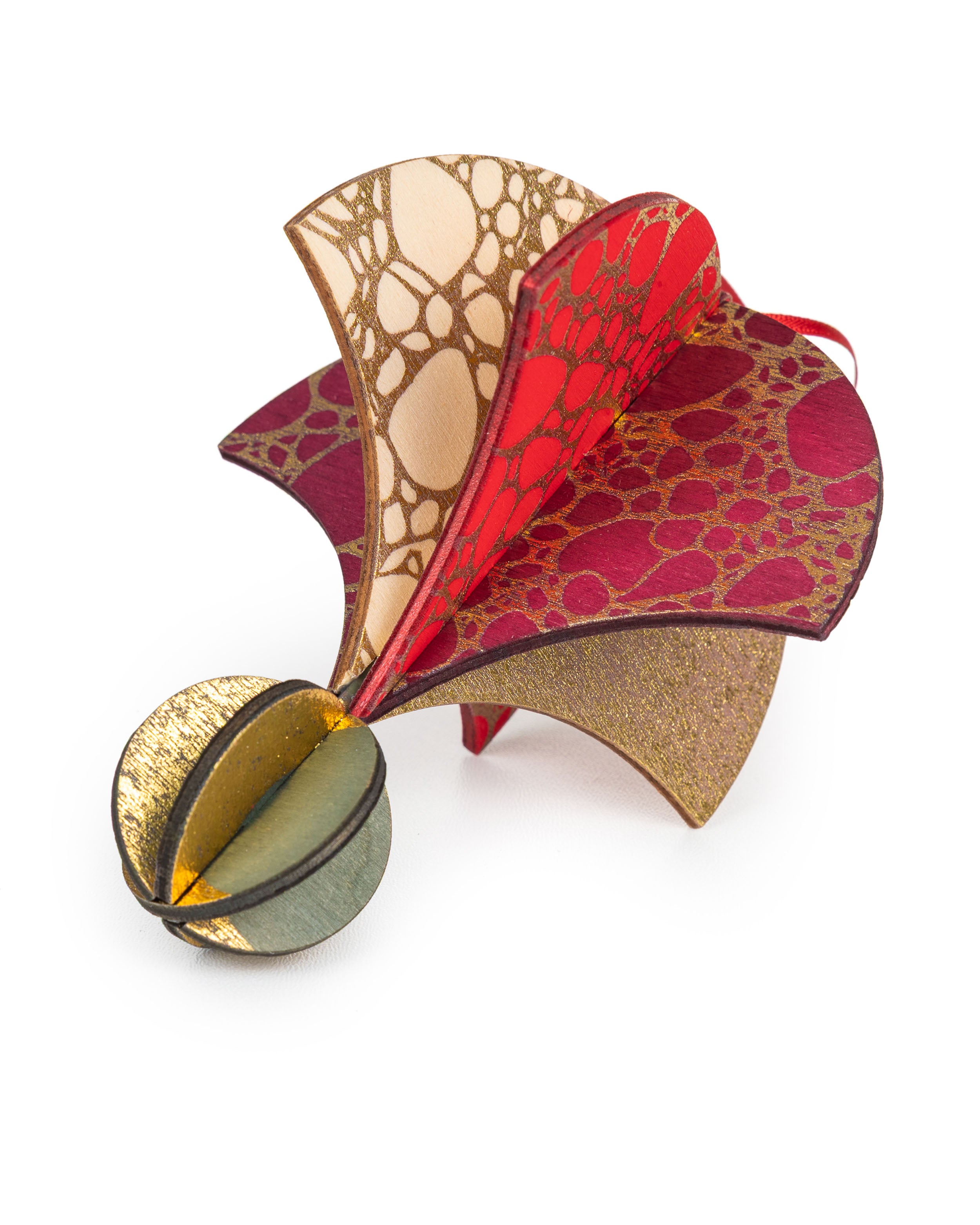 Wooden Bauble | Parachute in Burgundy/red