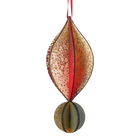 Wooden Bauble | Petal in Red Wine/Soft Green
