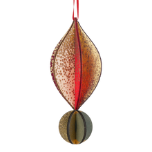 Wooden Bauble | Petal in Red Wine/Soft Green