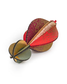 Wooden Bauble | Petal in Red Wine/Soft Green