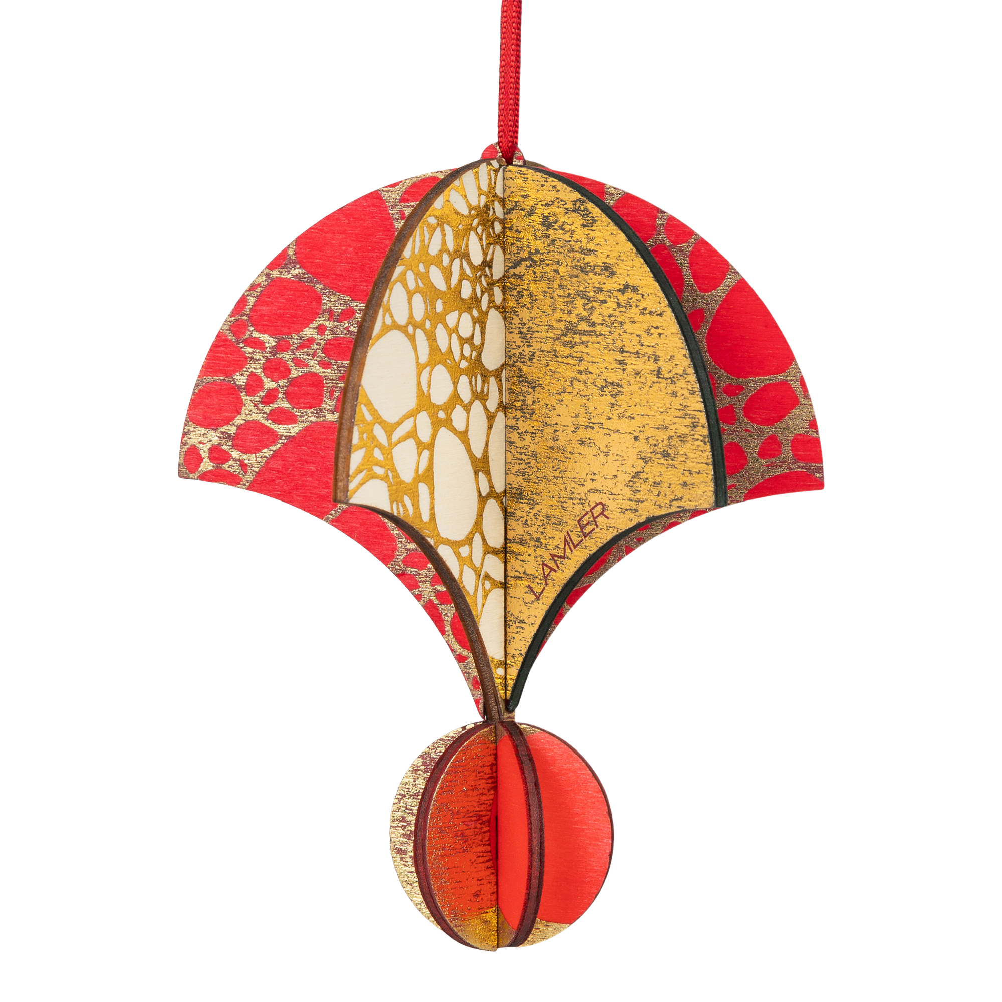 Wooden Bauble | Parachute in Red/Green