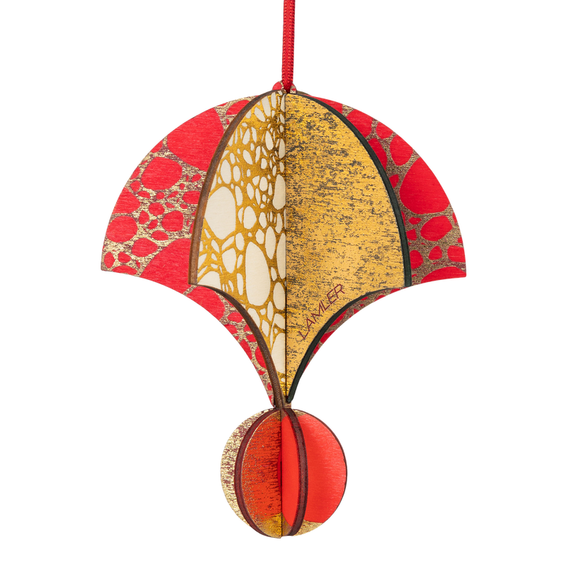 Wooden Bauble | Parachute in Red/Green