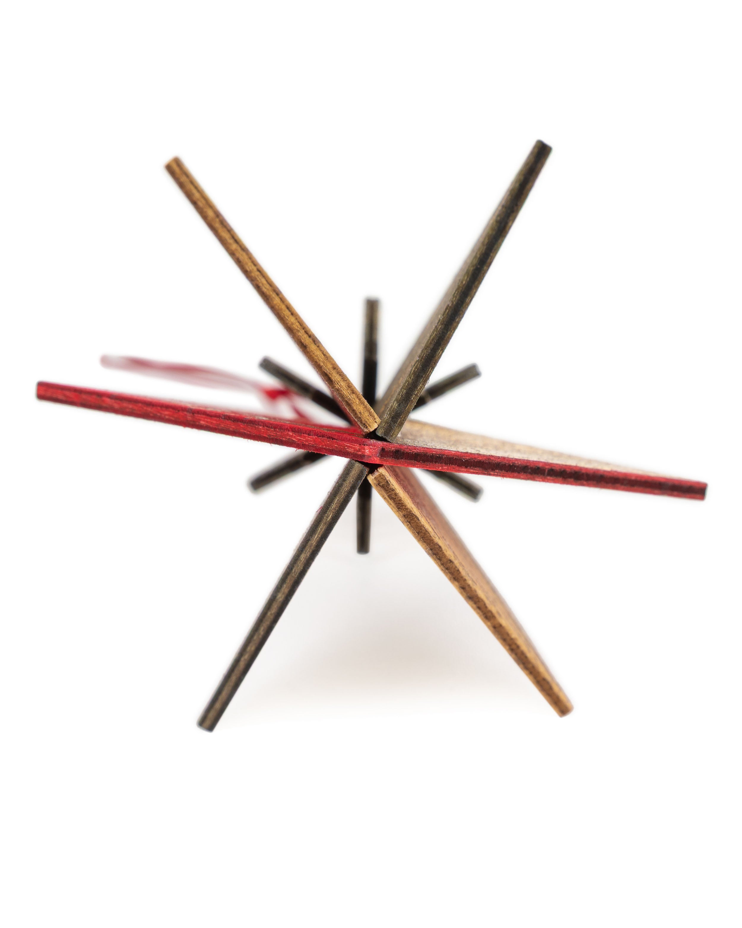 Wooden Bauble | Diamond Tile in Red wine/Soft Green