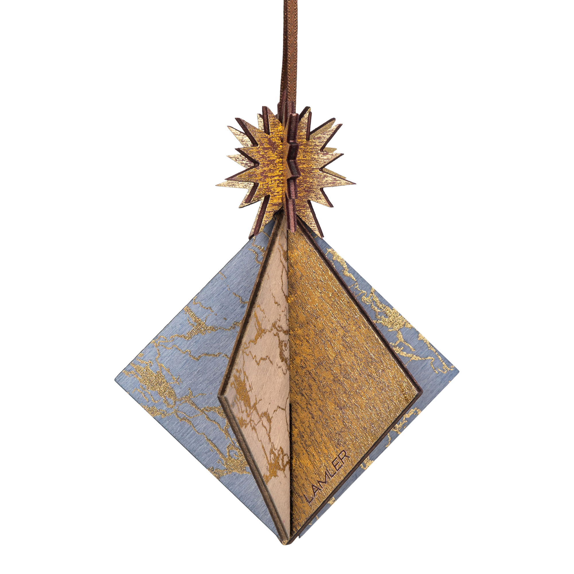 Wooden Bauble | Diamond Tile in Soft Blue/Pinks