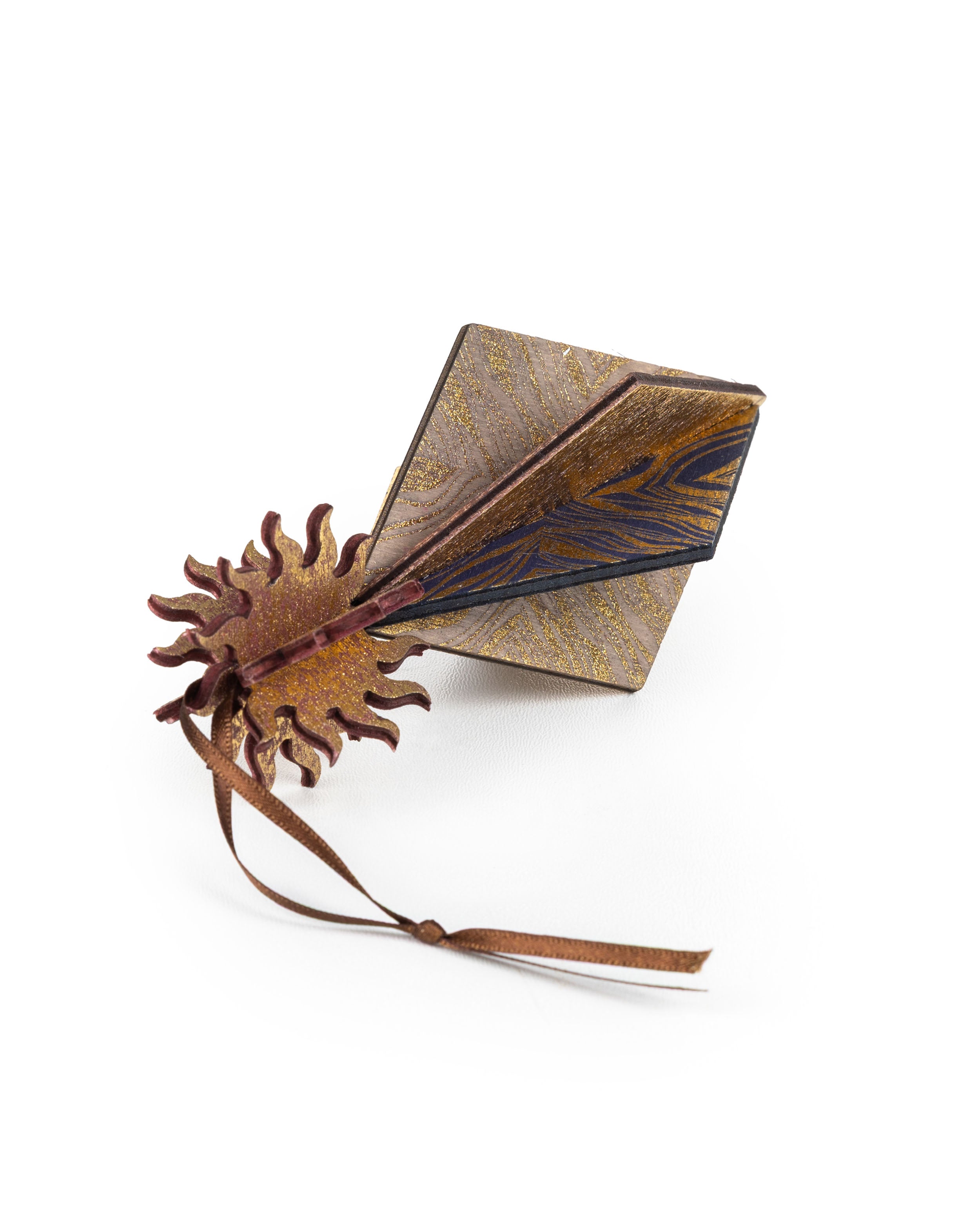 Wooden Bauble | Seed Head in Soft Blue/Brown