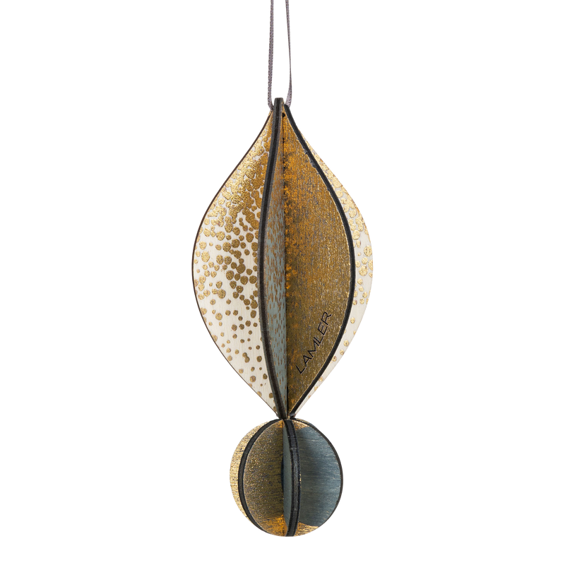 Wooden Bauble | Petal in Charcoal/Ivory