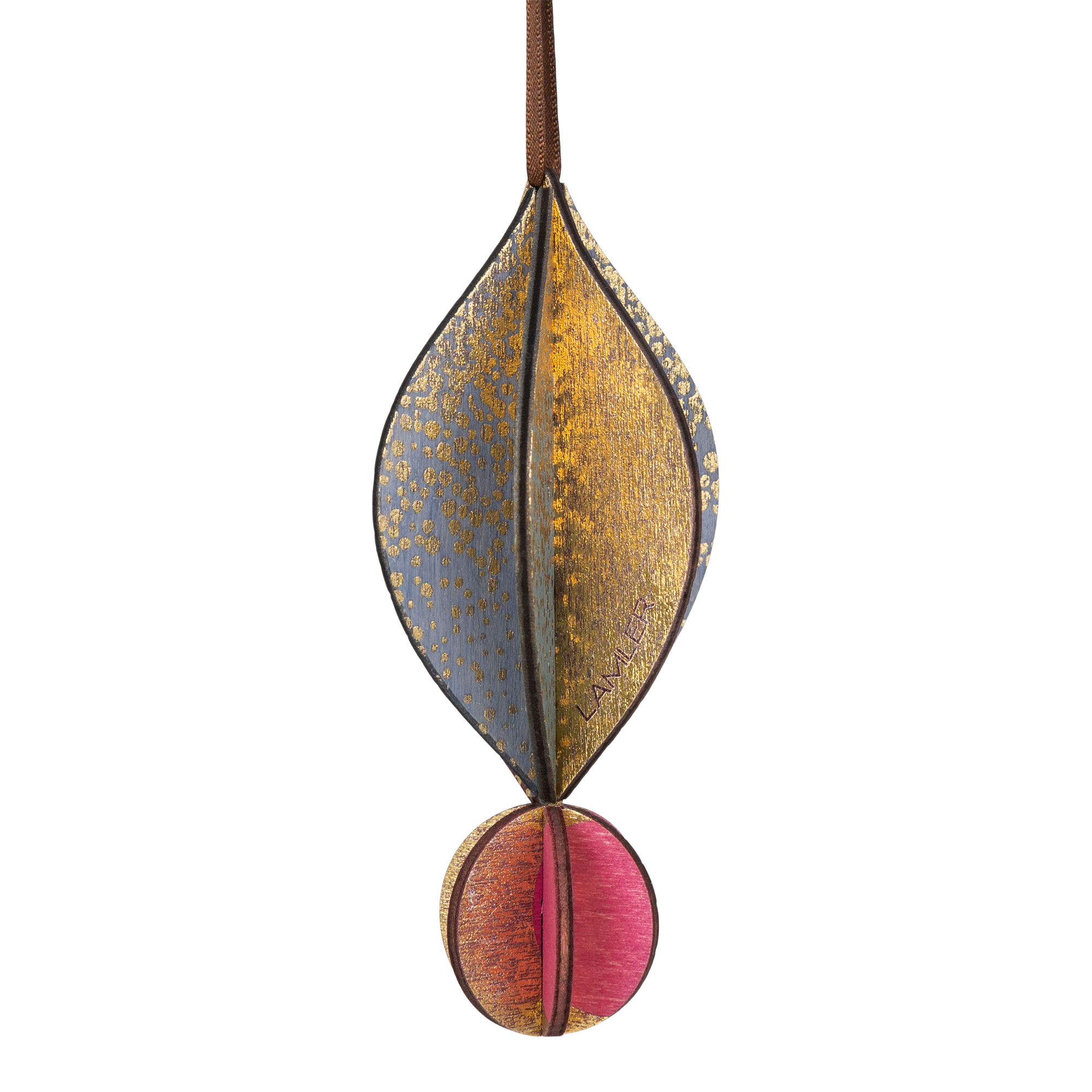 Wooden Bauble | Petal in Soft Blue/Pinks