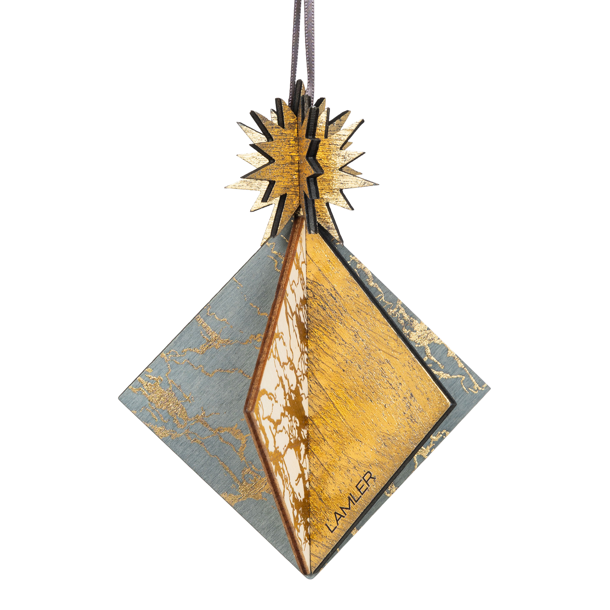 Wooden Bauble | Diamond Tile in Charcoal/Ivory