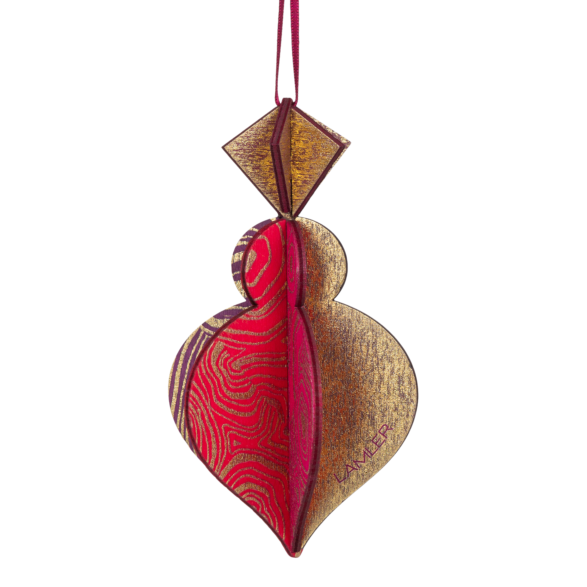 Wooden Bauble | PontyPine in Hot Pink/Orange