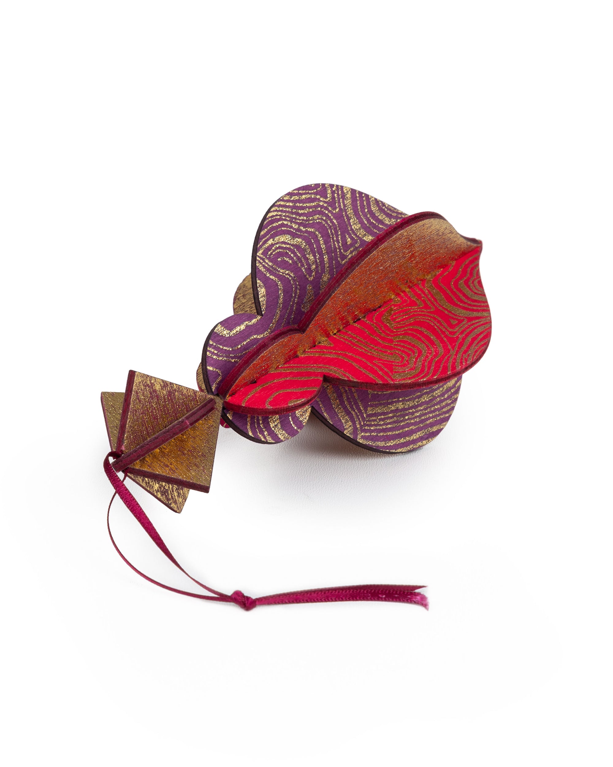 Wooden Bauble | PontyPine in Hot Pink/Orange